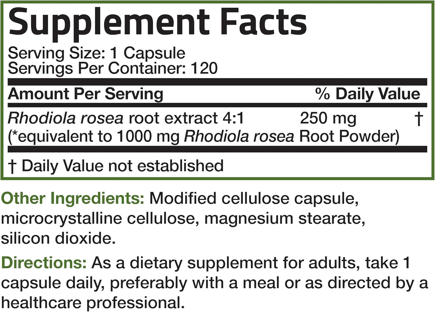 Bronson Rhodiola Rosea Vegetarian Capsules