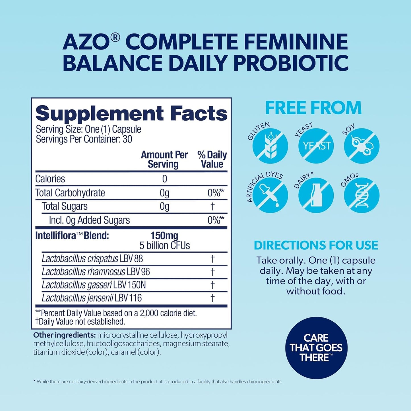 AZO Complete Feminine Balance Daily Probiotic - Supports Vaginal Health, Restores pH & Good Bacteria Balance, Clinically Proven, 30 Capsules