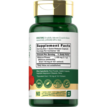 Carlyle Nutritionals Hibiscus Flower Extract 1100| 120 Capsules