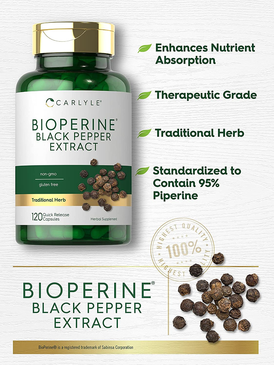 Carlyle Nutritionals Bioperine 10mg | 120 Capsules