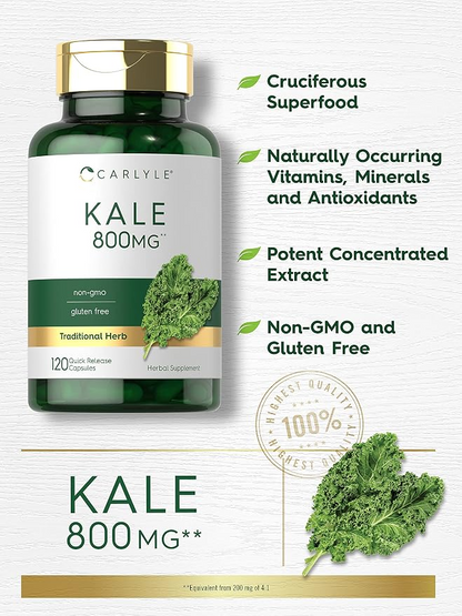 Carlyle Nutritionals Kale Extract 800mg | 120 Capsules