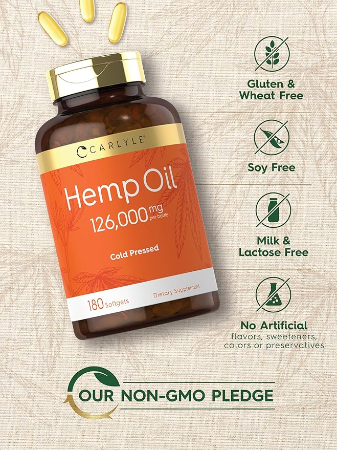Carlyle Nutritionals Hemp Oil 126000mg per serving | 180 Softgels