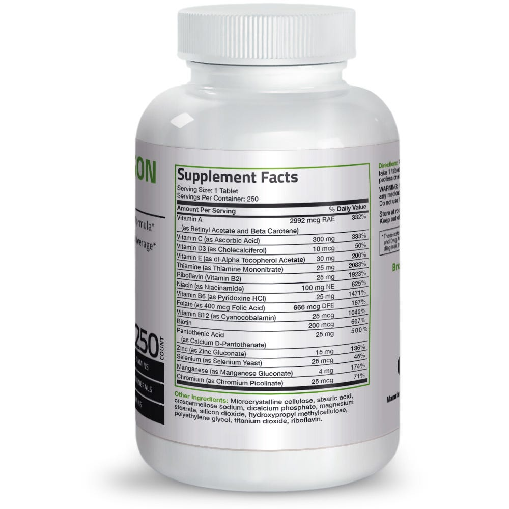 Bronson Vitamins the Bronson Formula Once Daily Multivitamin - 250 Tablets