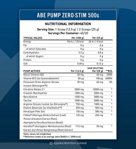 Applied Nutrition Abe Pump - Stim Free Pre-Workout 40 Serving