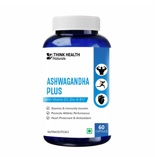 Think Health Naturals Ashwagandha Plus – 501mg Adaptogenic Stress & Vitality Support | 60 Capsules