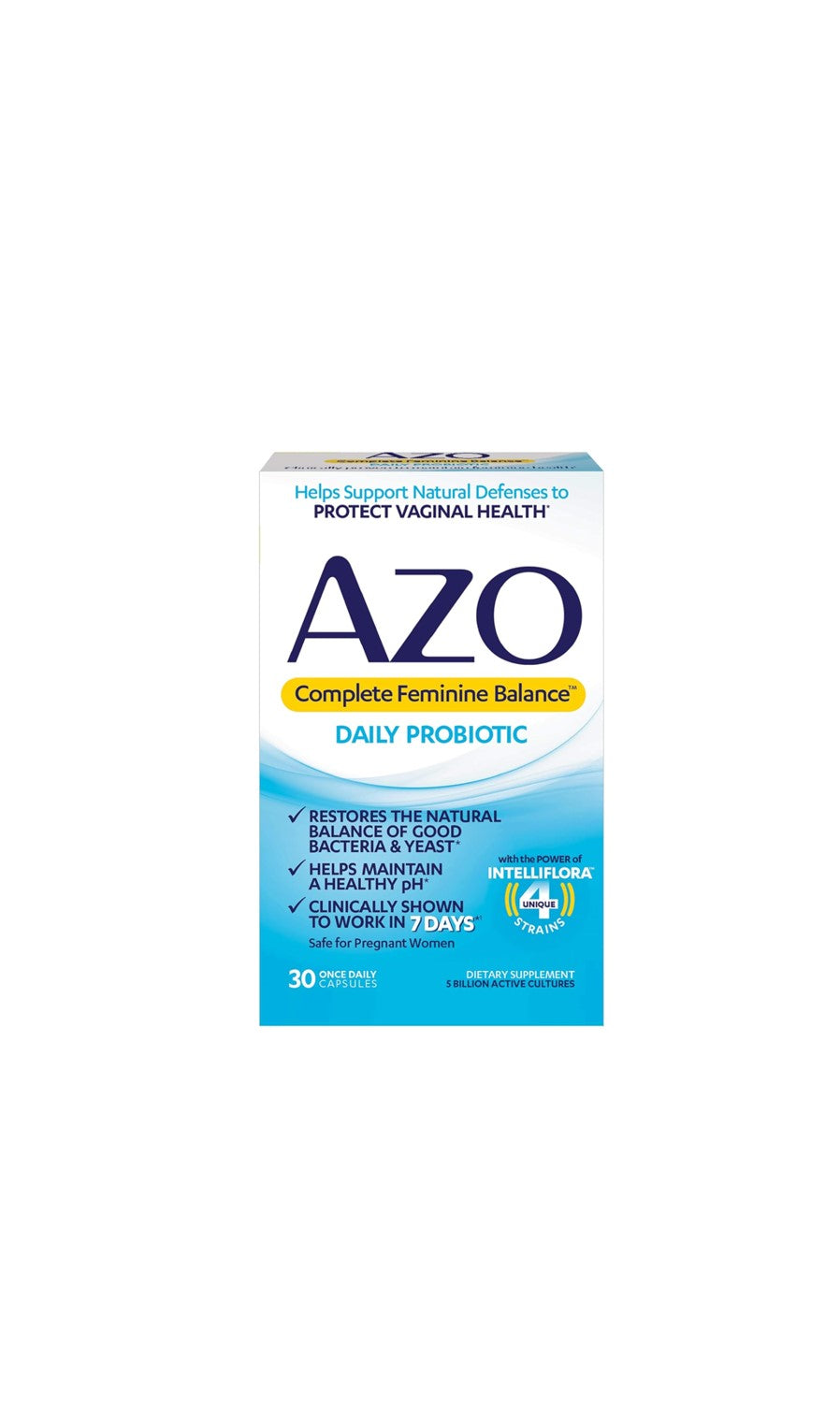 AZO Complete Feminine Balance Daily Probiotic - Supports Vaginal Health, Restores pH & Good Bacteria Balance, Clinically Proven, 30 Capsules