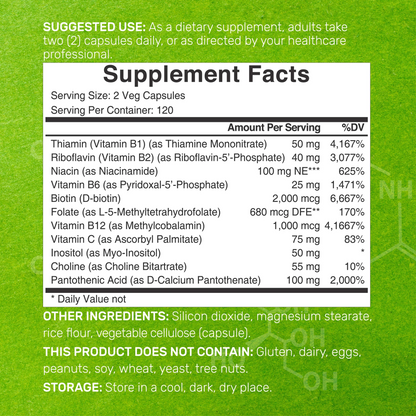 Deal Supplement Bioactive Vitamin B Complex, 240 Veggie Capsules