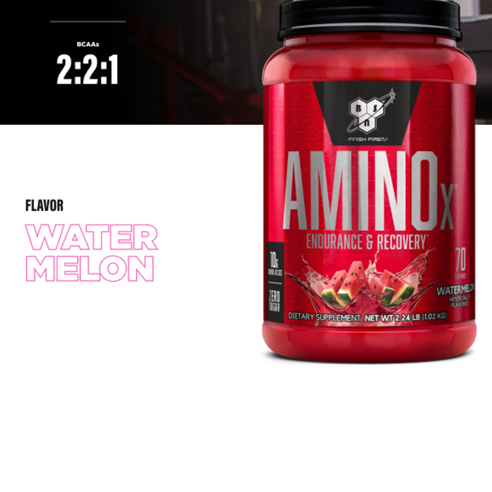 BSN AminoX – 2:2:1 BCAA & EAA Blend | Watermelon Flavor | Endurance & Muscle Recovery