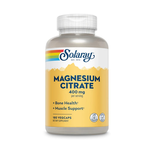 Solaray Magnesium Citrate 400mg - FDA Approved - Bone Health & Muscle Support - 180 VegCaps