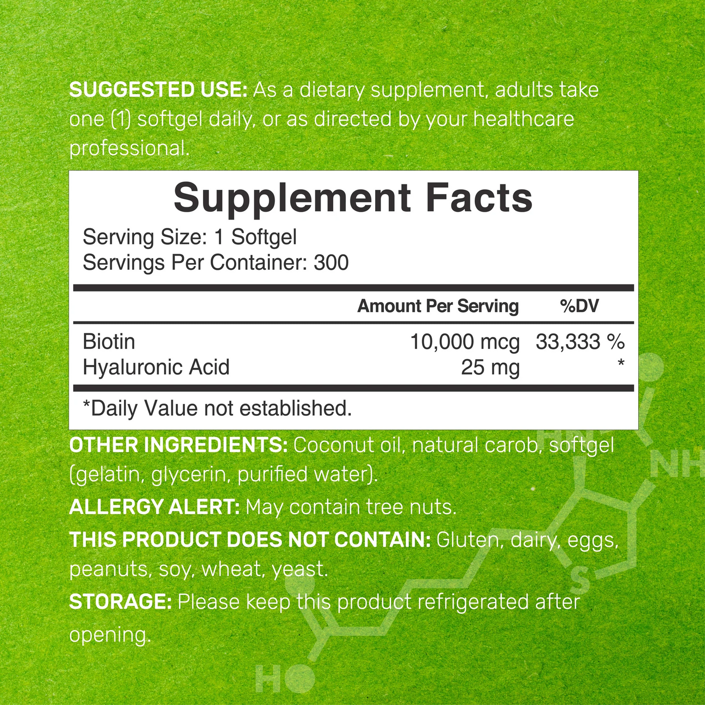 Deal Supplement Biotin Pius 10,000mcg & Hyaluronic Acid 25mg – 300 Softgels