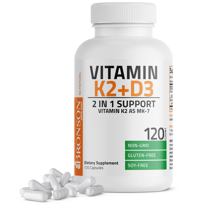 Bronson Vitamins Vitamin K2 Mk-7 Plus Vitamin D3 60 Caps