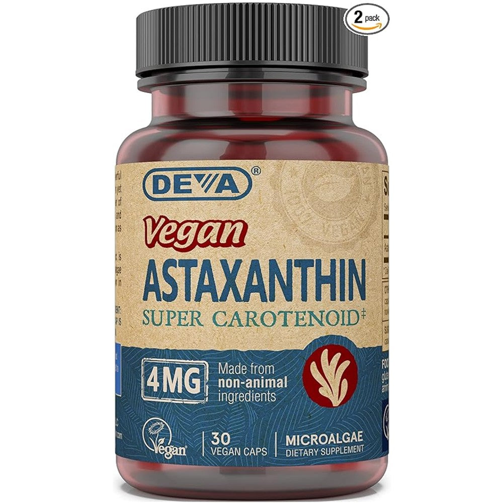 DEVA Vegan Astaxanthin Super Carotenoid 4mg - Microalgae-Powered Antioxidant