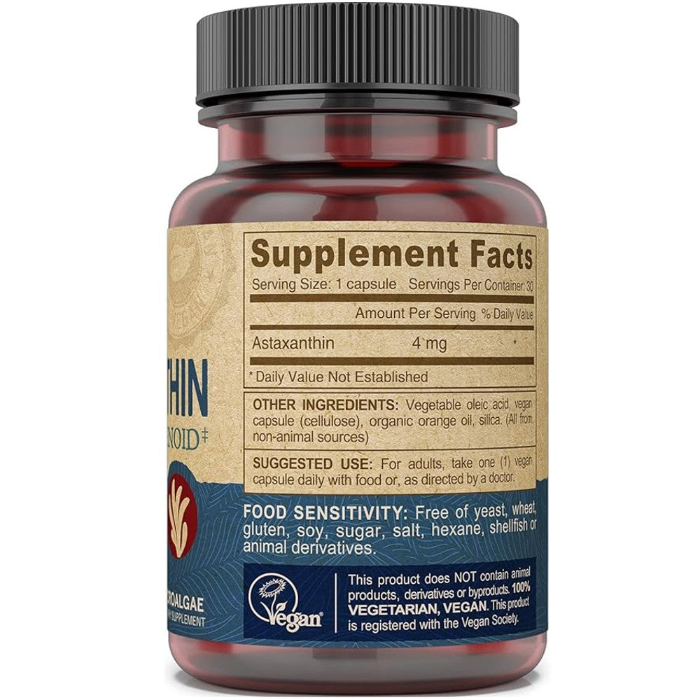 DEVA Vegan Astaxanthin Super Carotenoid 4mg - Microalgae-Powered Antioxidant
