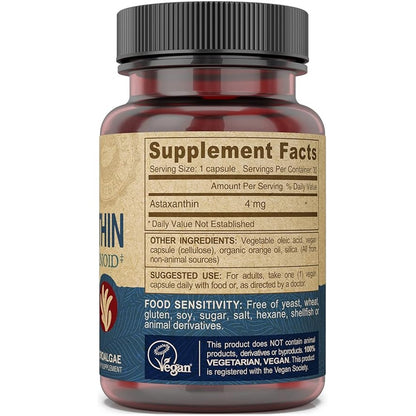 DEVA Vegan Astaxanthin Super Carotenoid 4mg - Microalgae-Powered Antioxidant