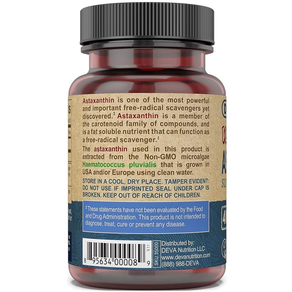 DEVA Vegan Astaxanthin Super Carotenoid 4mg - Microalgae-Powered Antioxidant