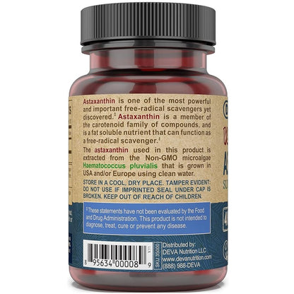 DEVA Vegan Astaxanthin Super Carotenoid 4mg - Microalgae-Powered Antioxidant