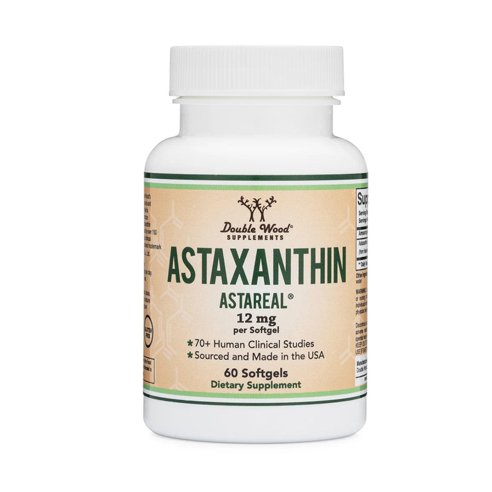 Double Wood Supplements Astaxanthin AstaReal® 12mg – Antioxidant & Skin Health Support | 60 Softgels, Made in the USA