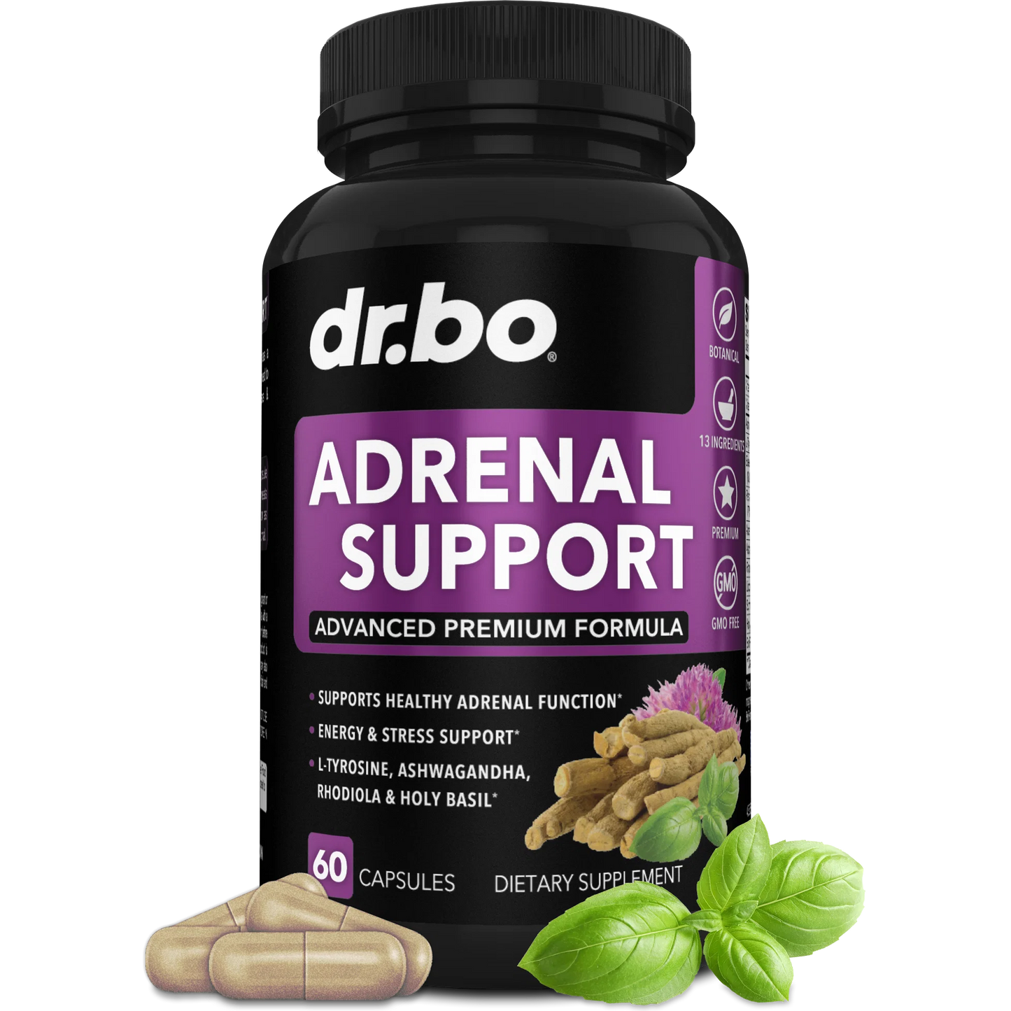 DR. BO Adrenal Support & Colon Cleanse with Ashwagandha & L Tyrosine 60 Capsules