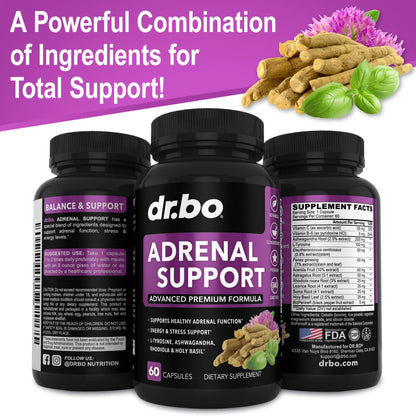 DR. BO Adrenal Support & Colon Cleanse with Ashwagandha & L Tyrosine 60 Capsules