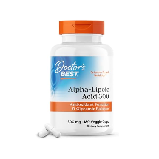 Doctor's Best Alpha-Lipoic Acid 300mg – Antioxidant & Blood Sugar Support | 180 Veggie Capsules