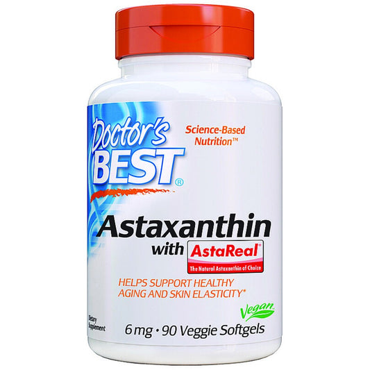 Doctor's Best Astaxanthin with AstaReal® – Vegan 6mg Natural Antioxidant for Healthy Aging & Skin