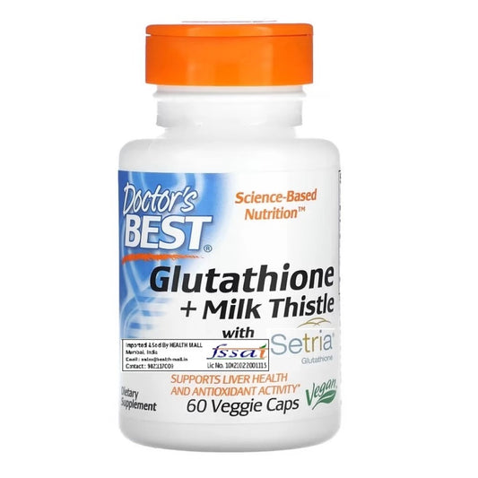 Doctor's Best Glutathione + Milk Thistle Set – 60 Veggie Capsules | Antioxidant & Liver Support