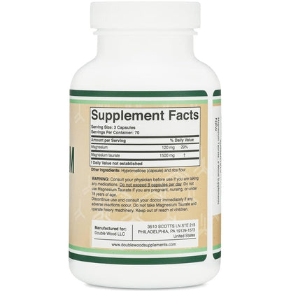 Double Wood Magnesium Taurate 1500mg – Heart & Brain Health Support