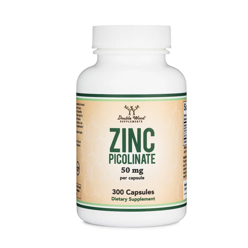 Double Wood Zinc Picolinate 50mg – High-Absorption Immune & Metabolism Support | 300 Capsules