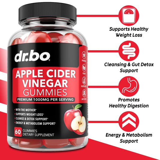 Dr.Bo Apple Cider Vinegar Gummies Water Retention Diuretics for Digestion 60 Gummies