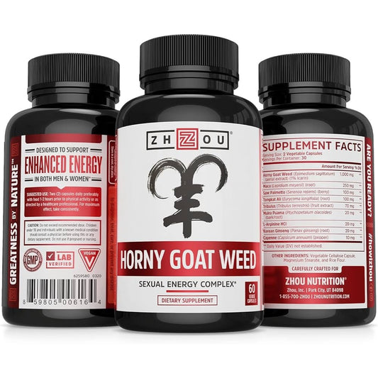 Zhou Horny Goat Weed – Enhanced Energy Complex | 60 Capsules Dietary Supplement