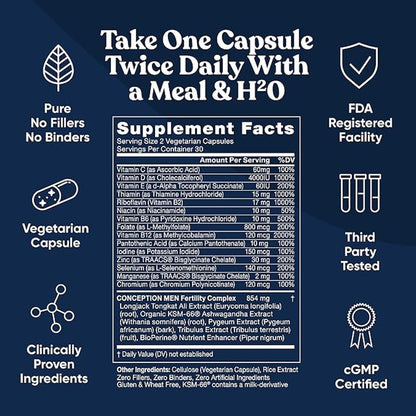 Eu Natural Conception Men — Zinc & Folate Formula for Male Fertility, Drive & Vitality