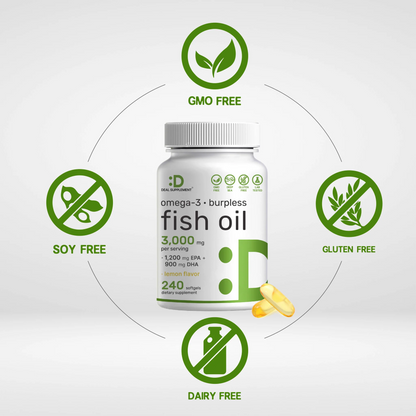 Deal Supplement Omega 3 Fish Oil , 3,000mg Per Serving, 240 Softgels
