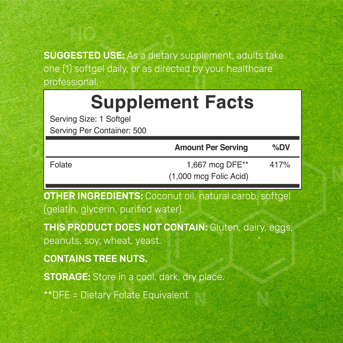 Deal Supplement Folic Acid 1000 mcg (1 mg), 500 Coconut Oil Softgels