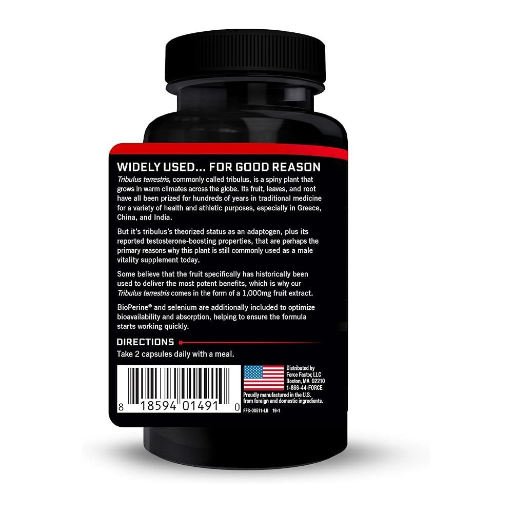 Force Factor Fundamentals Tribulus Terrestris - Natural Testosterone Booster - 60 Capsules - Powerful Formula for Superior Absorption & Quick Results