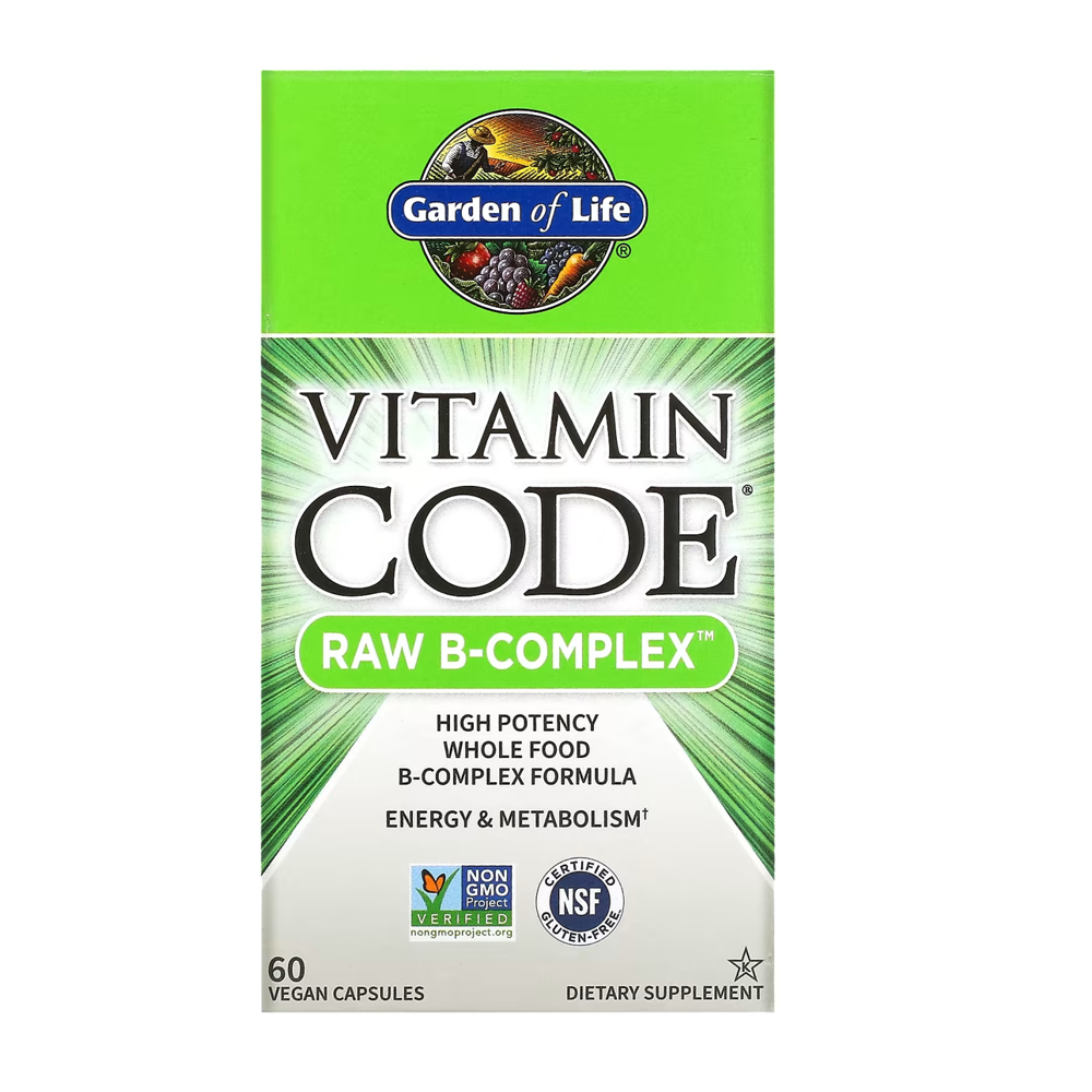 Garden of Life Vitamin Code Raw B-Complex – High-Potency Whole Food Formula for Energy & Metabolism (60 Capsules)