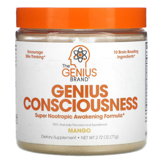 Genius Consciousness Nootropic Powder – Super Brain Boosting Formula | Mango Flavor | 100% Natural Dietary Supplement