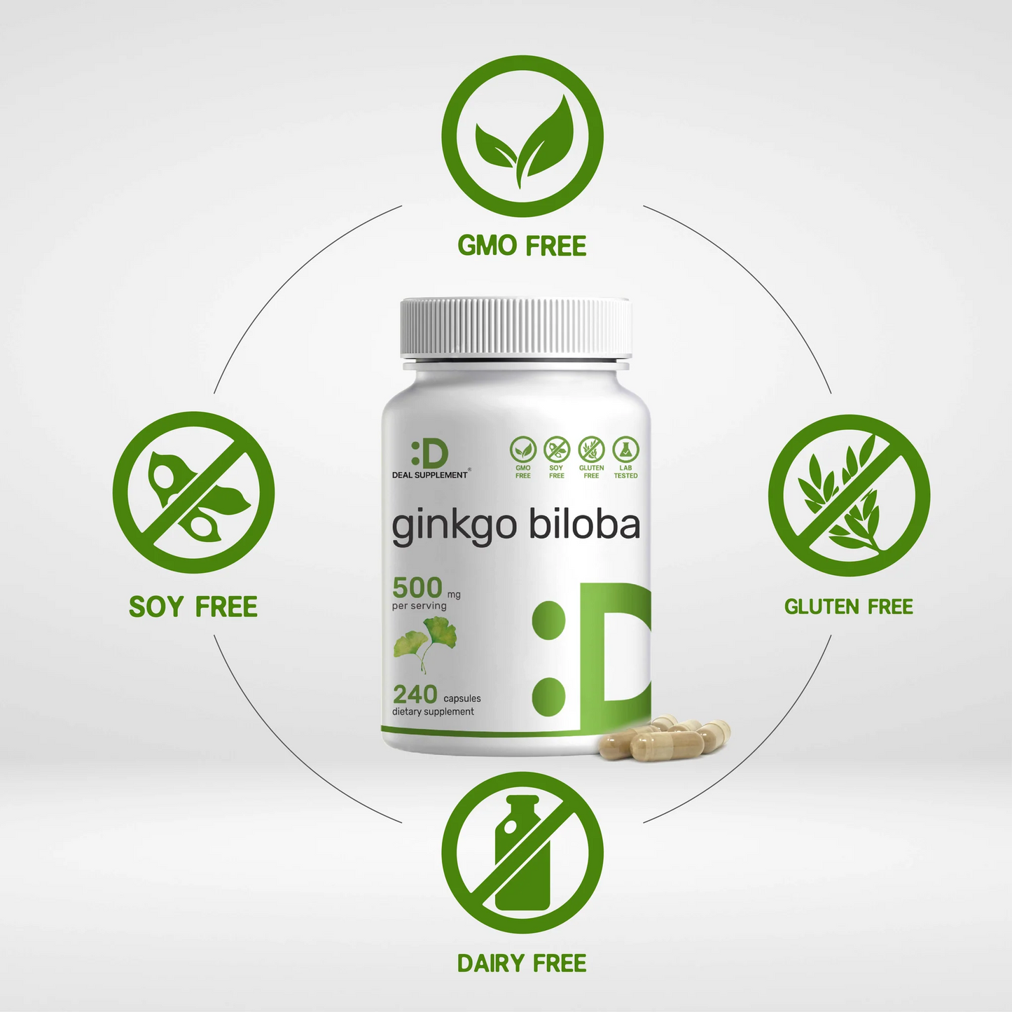 Deal Supplement Ginkgo Biloba 500mg Per Serving, 240 Capsules