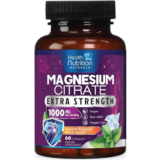 Health Nutrition Naturals Magnesium Citrate 1000mg – 60 Vegan Capsules