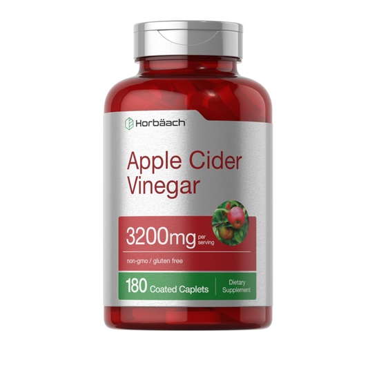 Horbaach Apple Cider Vinegar 3200mg – 180 Coated Caplets | Gluten-Free, GMP Certified, Made in the USA