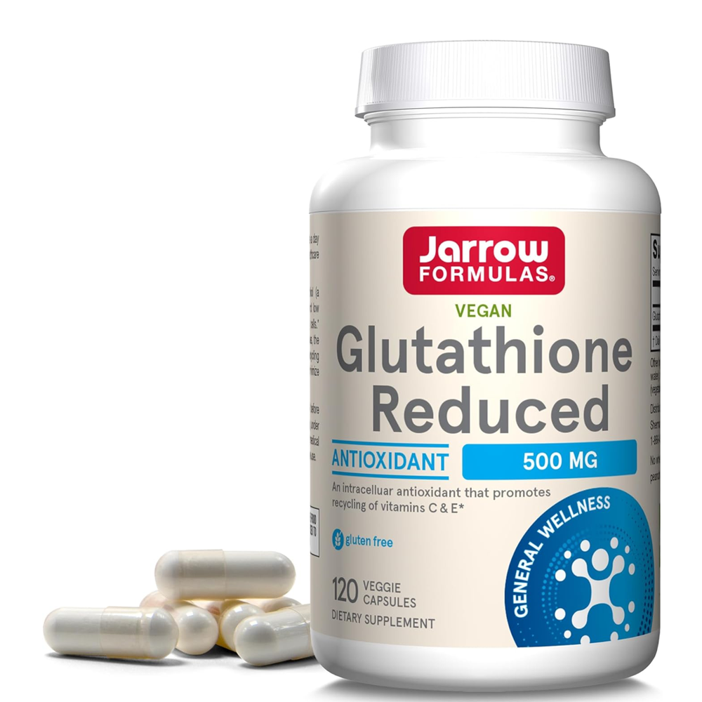 Jarrow Formulas Vegan Glutathione Reduced 500mg – Antioxidant & Cellular Support | 60 Veggie Capsules