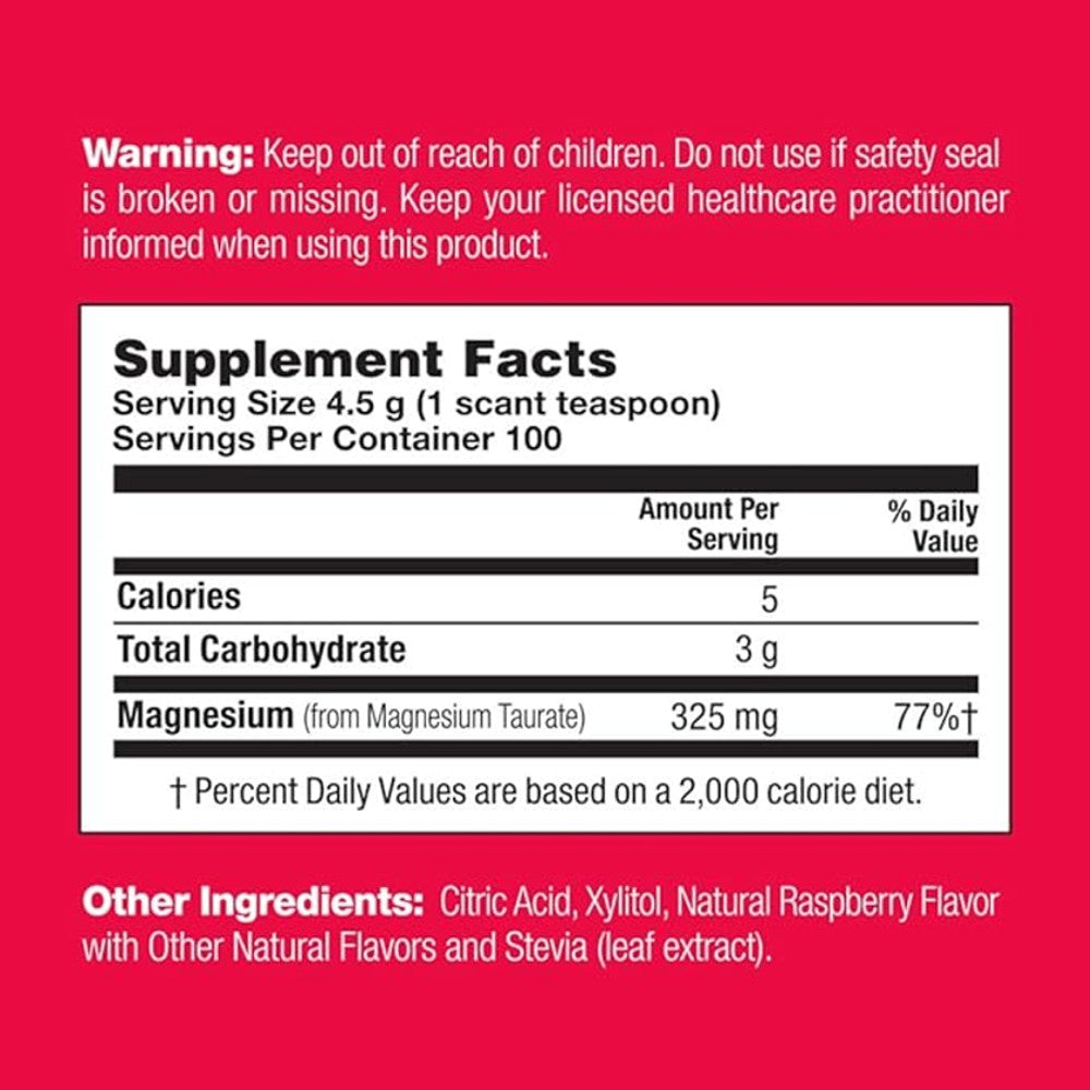 KAL Heart Magnesium Taurate Powder – Red Raspberry Drink (445g)