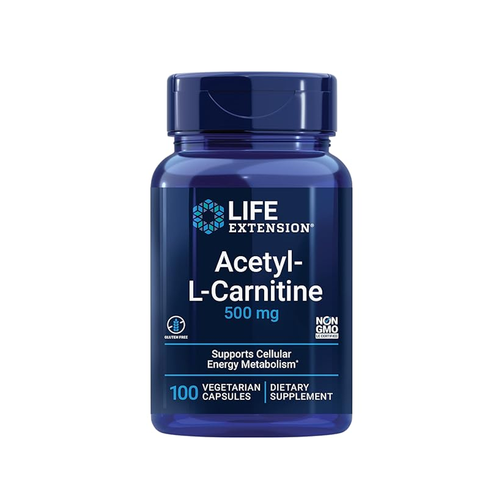 LIFE EXTENSION Acetyl-L-Carnitine 500mg – Supports Cellular Energy & Metabolism | 100 Vegetarian Capsules