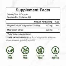 Deal Supplement Magnesium Citrate 500mg, 240 Capsules