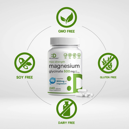 Deal Supplement Max Strength Magnesium Glycinate 500mg Per Serving, 240 Capsules