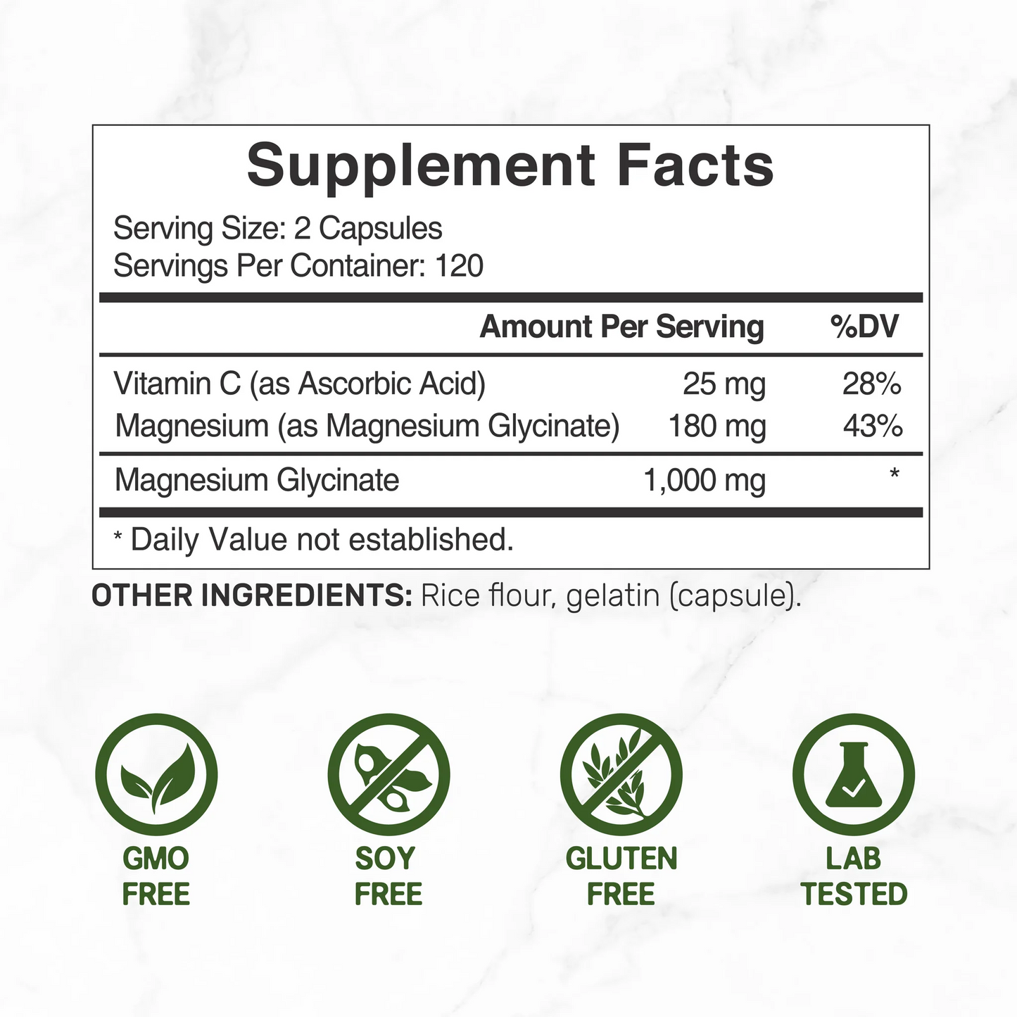 Deal Supplement Magnesium Glycinate 1,000mg Plus Vitamin C, 240 Capsules