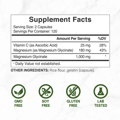 Deal Supplement Magnesium Glycinate 1,000mg Plus Vitamin C, 240 Capsules