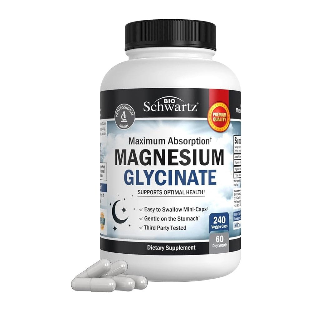 Magnesium Glycinate By Bio Schwartz (Vegan Safe with No Gluten, Soy or GMOs)