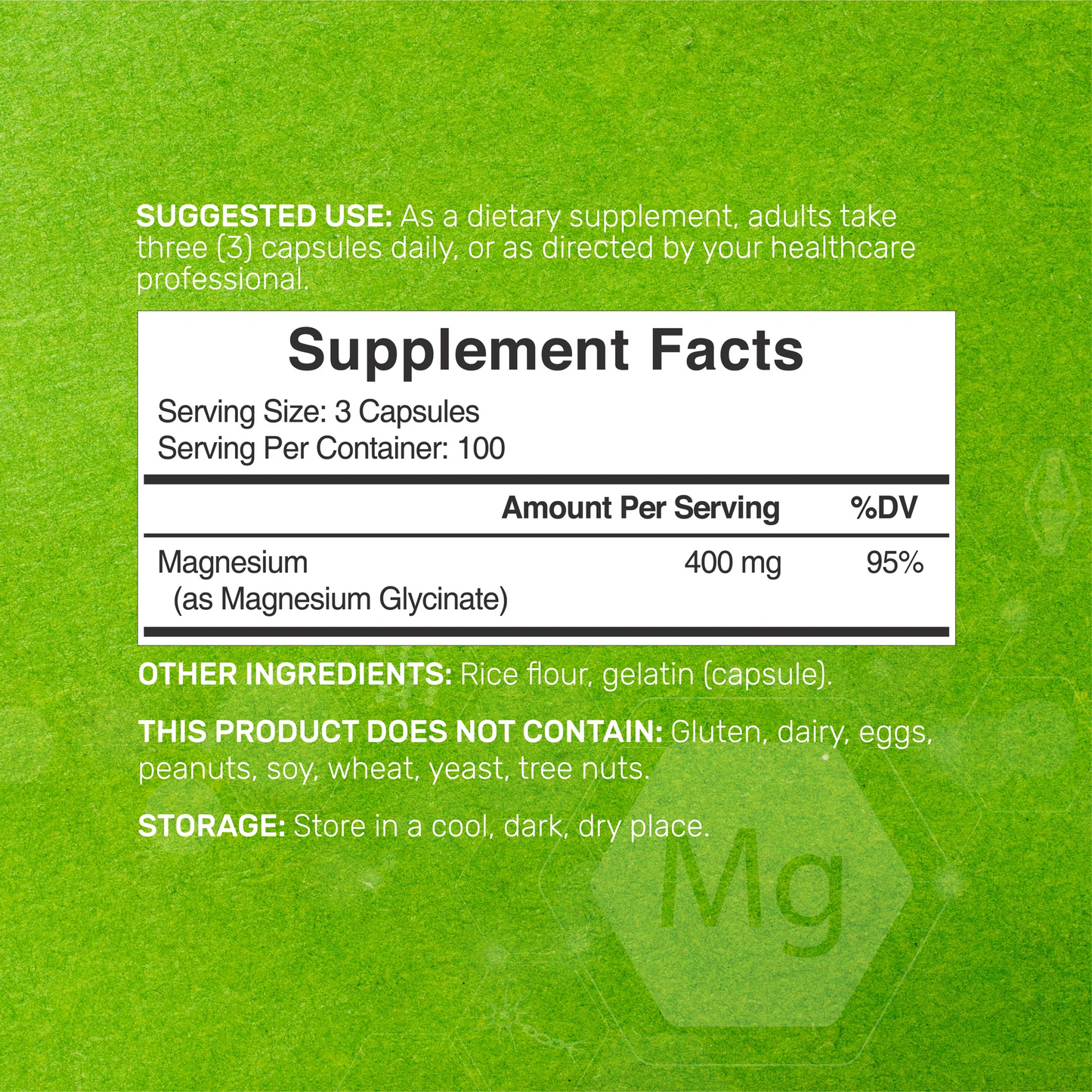 Deal Supplement Magnesium Glycinate 400mg, 300 Capsule