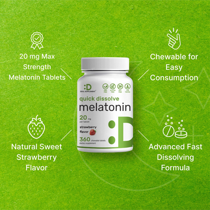 Deal Supplement Melatonin 20mg Tablets | 360 Servings With Natural Strawberry Flavor