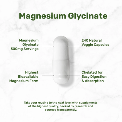 Deal Supplement Magnesium Glycinate 500mg, 240 Veggie Capsules